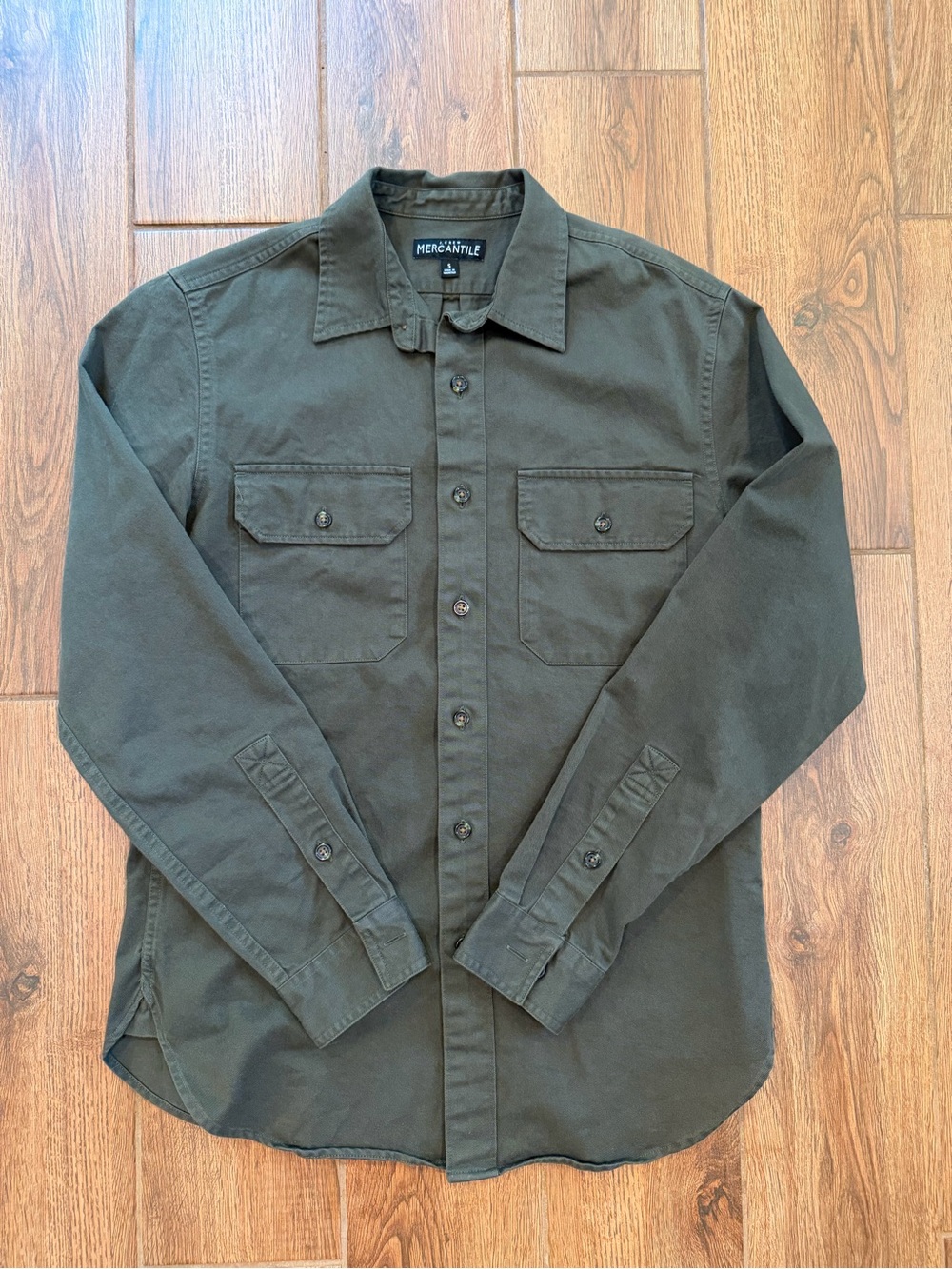 J. Crew Olive Green Long-Sleeve Button-Down canvas Shirt / small